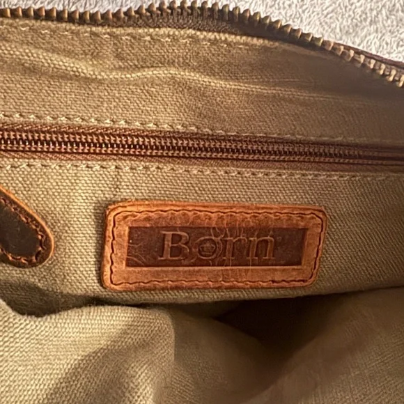 Born Brown Leather Hobo Distressed Shoulder Bag Purse Y2K - Picture 11 of 12